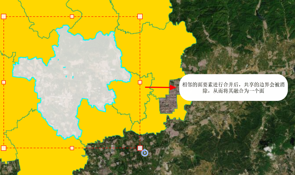 相邻面要素合并结果