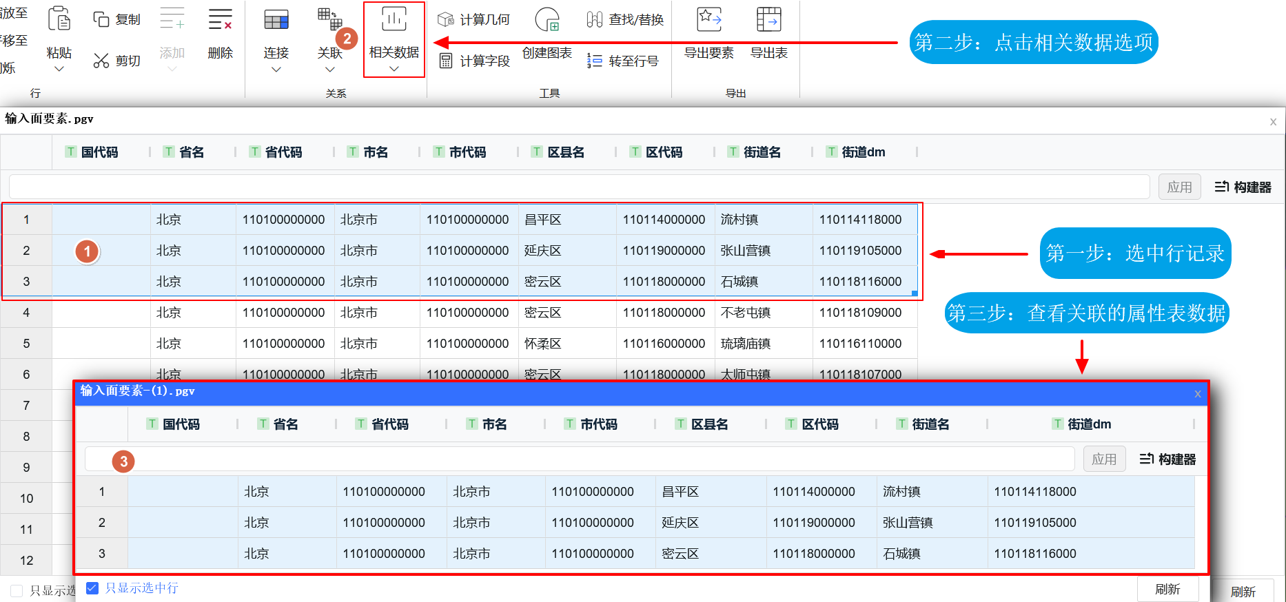 关联结果